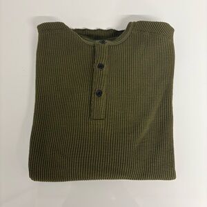 rag & bone Olive Green Waffle Knit Long Sleeve Henley Shirt Men’s XL